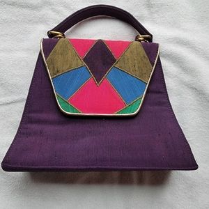 Vintage CWT Multi Color Fabric Evening Bag